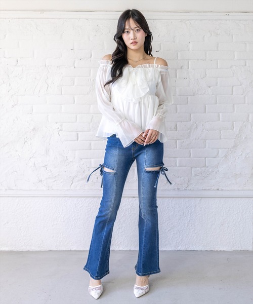 clear（クリア）の「フロントフリルオフショル長袖ブラウス（シャツ/ブラウス・レディース・イエロー/アイボリー/ピンク/ライトグレー・F）」の17枚目の写真