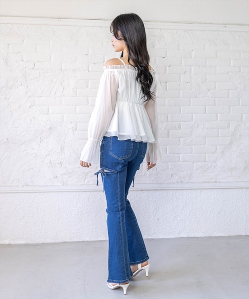 clear（クリア）の「フロントフリルオフショル長袖ブラウス（シャツ/ブラウス・レディース・イエロー/アイボリー/ピンク/ライトグレー・F）」の18枚目の写真