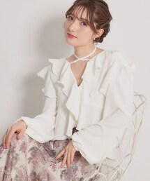 couture brooch | ラッフルショートブラウス(シャツ/ブラウス)