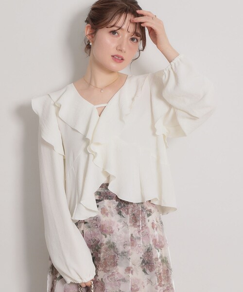 couture brooch（クチュールブローチ）の「ラッフルショートブラウス（シャツ/ブラウス・レディース・カーキ/ブラック/オフホワイト・38/40）」の8枚目の写真