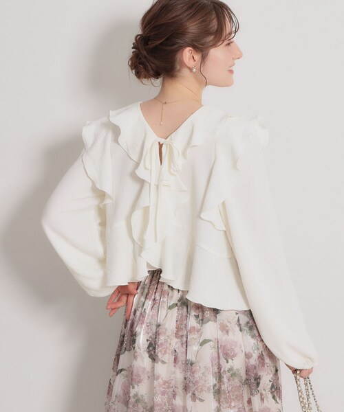 couture brooch（クチュールブローチ）の「ラッフルショートブラウス（シャツ/ブラウス・レディース・カーキ/ブラック/オフホワイト・38/40）」の9枚目の写真