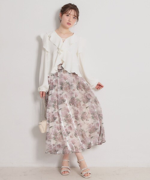 couture brooch（クチュールブローチ）の「ラッフルショートブラウス（シャツ/ブラウス・レディース・カーキ/ブラック/オフホワイト・38/40）」の11枚目の写真