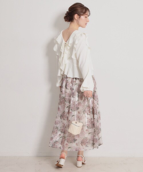 couture brooch（クチュールブローチ）の「ラッフルショートブラウス（シャツ/ブラウス・レディース・カーキ/ブラック/オフホワイト・38/40）」の12枚目の写真