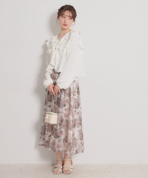 couture brooch（クチュールブローチ）の「ラッフルショートブラウス（シャツ/ブラウス・レディース・カーキ/ブラック/オフホワイト・38/40）」の13枚目の写真