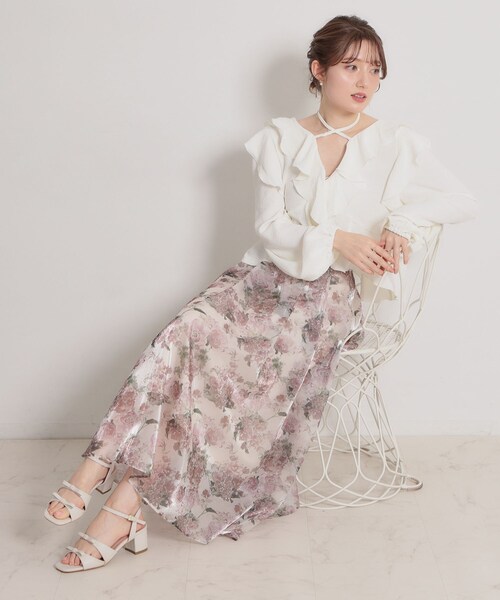 couture brooch（クチュールブローチ）の「ラッフルショートブラウス（シャツ/ブラウス・レディース・カーキ/ブラック/オフホワイト・38/40）」の15枚目の写真