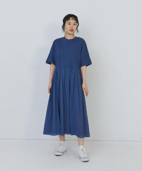 conges payes ADIEU TRISTESSE(コンジェ ペイエ アデュートリステス)の「2重布帛ドルマンスリーブワンピース(ワンピース・レディース・ブルー/ブラック/ミント・FREE)」の4枚目の写真