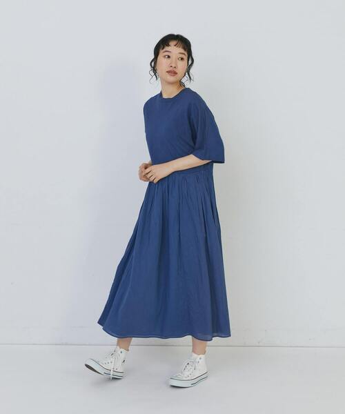 conges payes ADIEU TRISTESSE(コンジェ ペイエ アデュートリステス)の「2重布帛ドルマンスリーブワンピース(ワンピース・レディース・ブルー/ブラック/ミント・FREE)」の5枚目の写真
