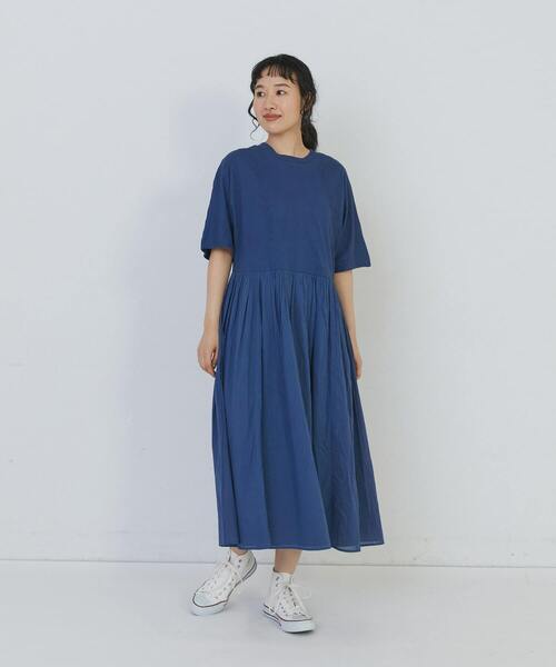 conges payes ADIEU TRISTESSE(コンジェ ペイエ アデュートリステス)の「2重布帛ドルマンスリーブワンピース(ワンピース・レディース・ブルー/ブラック/ミント・FREE)」の7枚目の写真
