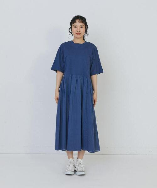 conges payes ADIEU TRISTESSE(コンジェ ペイエ アデュートリステス)の「2重布帛ドルマンスリーブワンピース(ワンピース・レディース・ブルー/ブラック/ミント・FREE)」の8枚目の写真