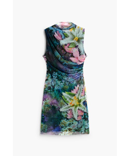 Desigual（デシグアル）の「フラワードレープノースリーブミニドレス（ワンピース・レディース・グリーン・XL/L/M/S/XS）」の4枚目の写真