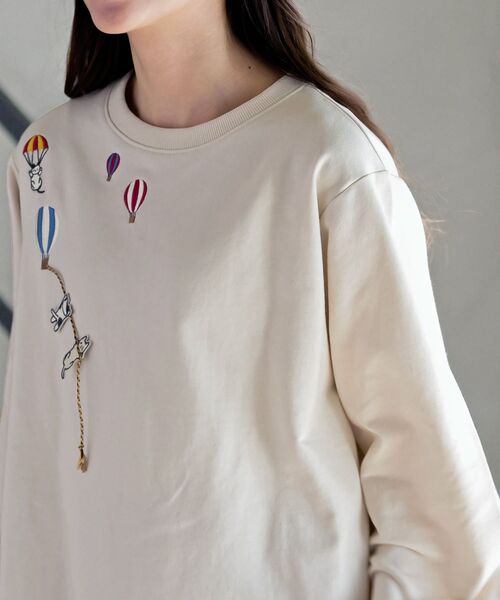 rps（アールピーエス）の「気球キャット刺繍ミニ裏毛プルオーバー（スウェット・レディース・杢グレー/アイボリー/ネイビー・フリー）」の8枚目の写真