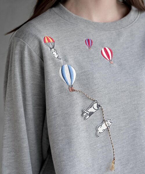 rps（アールピーエス）の「気球キャット刺繍ミニ裏毛プルオーバー（スウェット・レディース・杢グレー/アイボリー/ネイビー・フリー）」の19枚目の写真