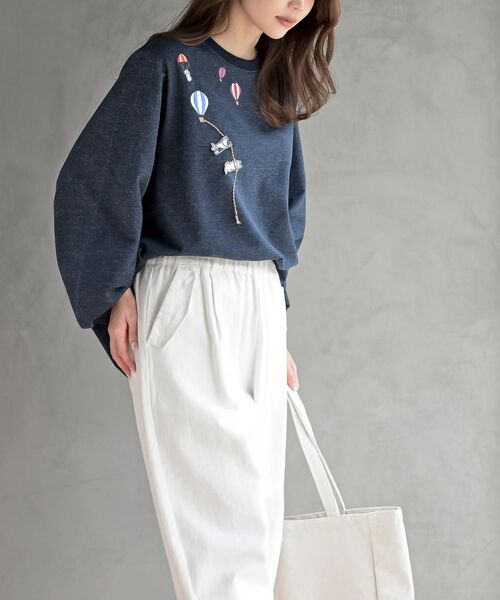 rps（アールピーエス）の「気球キャット刺繍ミニ裏毛プルオーバー（スウェット・レディース・杢グレー/アイボリー/ネイビー・フリー）」の21枚目の写真