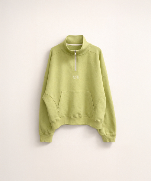 320SHOWROOM(320ショールーム)の「Contrast Zip Half-Neck Oversized Sweatshirt Tender green(スウェット・レディース・ライトグリーン・FREE)」の3枚目の写真