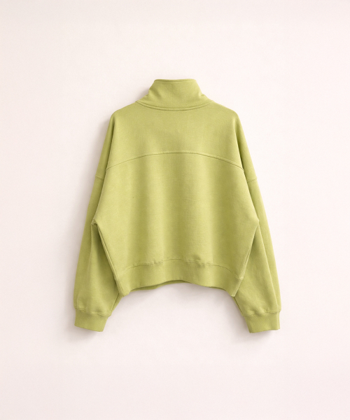 320SHOWROOM(320ショールーム)の「Contrast Zip Half-Neck Oversized Sweatshirt Tender green(スウェット・レディース・ライトグリーン・FREE)」の4枚目の写真