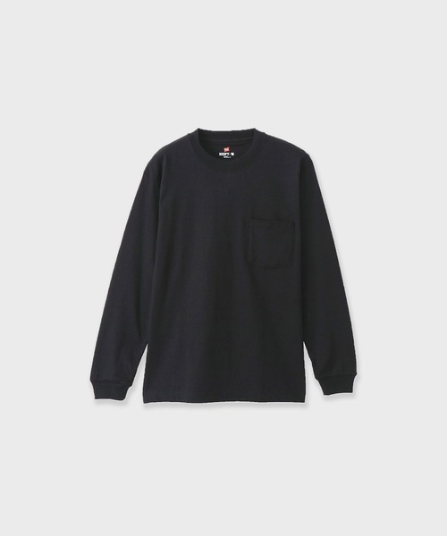 HANES(ヘインズ)の「Hanes 1P L/S POCKET TEE BEEFY-T / H5196 秋服 冬服(Tシャツ/カットソー・メンズ・ブラック/ネイビー・M/L/XL)」の1枚目の写真