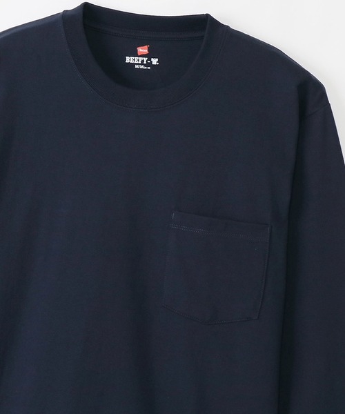 HANES(ヘインズ)の「Hanes 1P L/S POCKET TEE BEEFY-T / H5196 秋服 冬服(Tシャツ/カットソー・メンズ・ブラック/ネイビー・M/L/XL)」の6枚目の写真