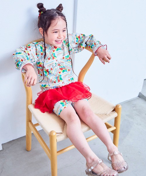 MARKEY'S(マーキーズ)の「【水着/UVカット】チュールスカートドッキングペチパンツ(総柄)(Tシャツ/カットソー・キッズ・アイボリー/ライトブルー・80/90/100/110/120/130/140)」の4枚目の写真