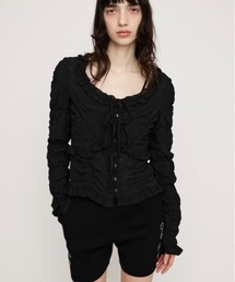 SLY（スライ）の「RIBBON FRILL BL リボンフリルブラウス 春服（シャツ/ブラウス）」