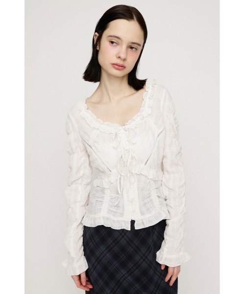 SLY(スライ)の「RIBBON FRILL BL リボンフリルブラウス 春服(シャツ/ブラウス・レディース・ライトイエロー/ブラック/ホワイト/ブラウン・FREE)」の8枚目の写真