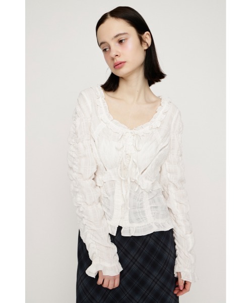 SLY(スライ)の「RIBBON FRILL BL リボンフリルブラウス 春服(シャツ/ブラウス・レディース・ライトイエロー/ブラック/ホワイト/ブラウン・FREE)」の10枚目の写真