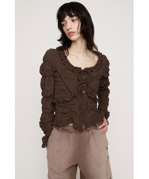 SLY(スライ)の「RIBBON FRILL BL リボンフリルブラウス 春服(シャツ/ブラウス・レディース・ライトイエロー/ブラック/ホワイト/ブラウン・FREE)」の17枚目の写真