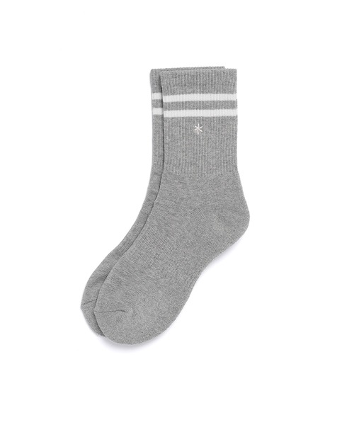 Snow Peak(スノーピーク)の「Snow Peak / Asterisk Crew Socks アスタリスククルーソックス 海外限定(ソックス/靴下・メンズ・ナチュラル/ダークネイビー/グレー・24/26)」の2枚目の写真