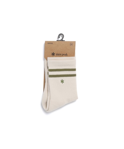 Snow Peak(スノーピーク)の「Snow Peak / Asterisk Crew Socks アスタリスククルーソックス 海外限定(ソックス/靴下・メンズ・ナチュラル/ダークネイビー/グレー・24/26)」の4枚目の写真