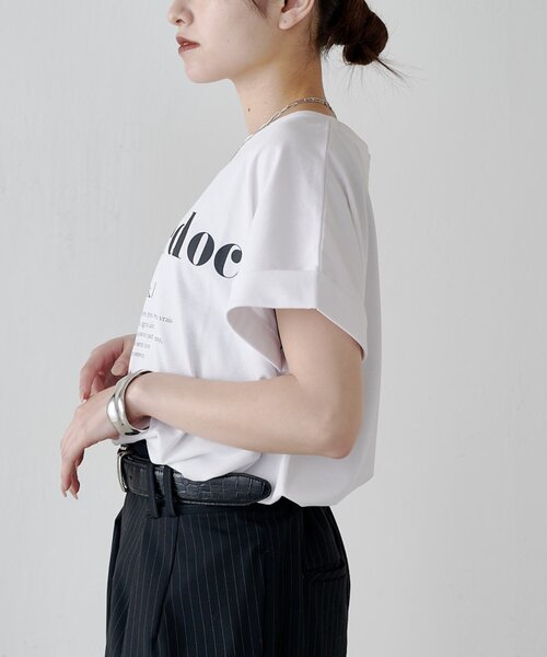 Lui's(ルイス)の「UVカット / 接触冷感ロゴT(Tシャツ/カットソー・レディース・オフホワイト/ブラック/イエロー・FREE)」の5枚目の写真