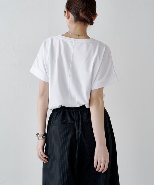 Lui's(ルイス)の「UVカット / 接触冷感ロゴT(Tシャツ/カットソー・レディース・オフホワイト/ブラック/イエロー・FREE)」の6枚目の写真