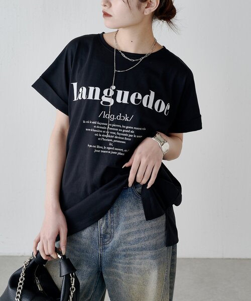 Lui's(ルイス)の「UVカット / 接触冷感ロゴT(Tシャツ/カットソー・レディース・オフホワイト/ブラック/イエロー・FREE)」の11枚目の写真