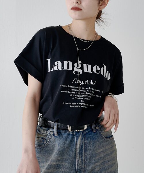 Lui's(ルイス)の「UVカット / 接触冷感ロゴT(Tシャツ/カットソー・レディース・オフホワイト/ブラック/イエロー・FREE)」の12枚目の写真