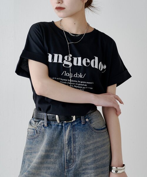 Lui's(ルイス)の「UVカット / 接触冷感ロゴT(Tシャツ/カットソー・レディース・オフホワイト/ブラック/イエロー・FREE)」の13枚目の写真