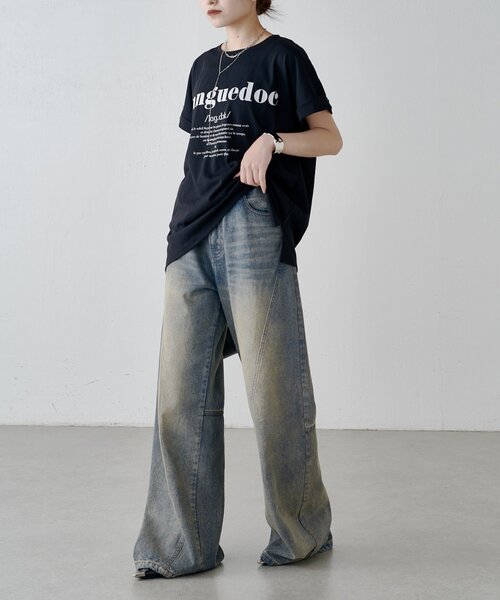 Lui's(ルイス)の「UVカット / 接触冷感ロゴT(Tシャツ/カットソー・レディース・オフホワイト/ブラック/イエロー・FREE)」の19枚目の写真