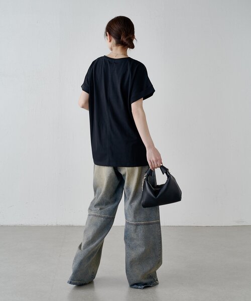 Lui's(ルイス)の「UVカット / 接触冷感ロゴT(Tシャツ/カットソー・レディース・オフホワイト/ブラック/イエロー・FREE)」の20枚目の写真