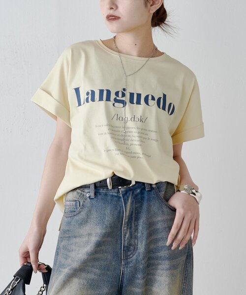 Lui's(ルイス)の「UVカット / 接触冷感ロゴT(Tシャツ/カットソー・レディース・オフホワイト/ブラック/イエロー・FREE)」の22枚目の写真