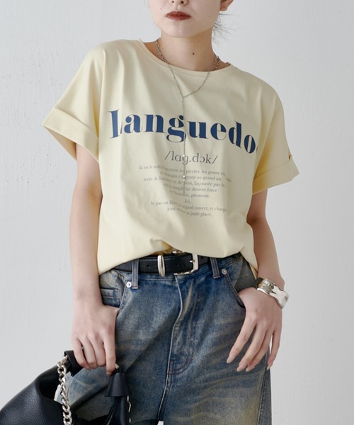 Lui's(ルイス)の「UVカット / 接触冷感ロゴT(Tシャツ/カットソー・レディース・オフホワイト/ブラック/イエロー・FREE)」の3枚目の写真