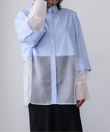 シアー切替シャツ