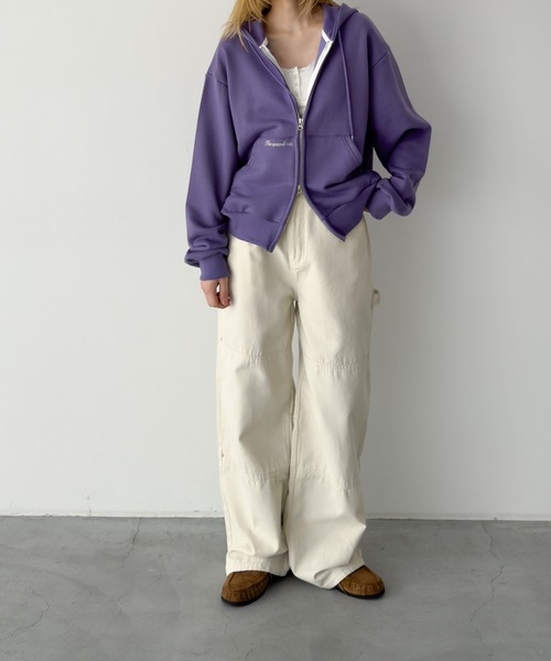 CANAL JEAN(キャナルジーン)の「Lakey Park ZIPUP裏毛パーカー(パーカー・レディース・グレー/パープル・ONE SIZE)」の7枚目の写真