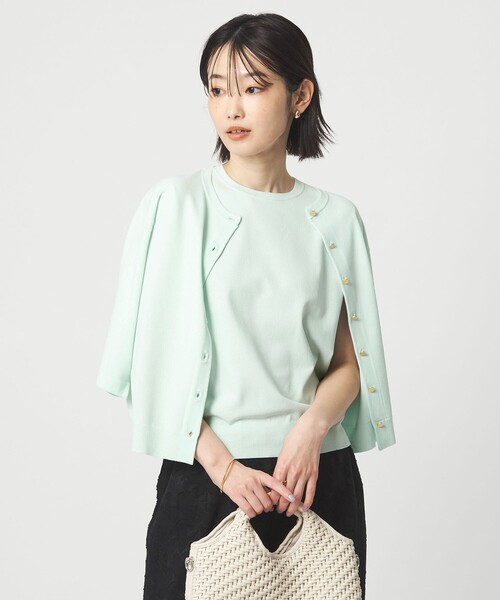 green label relaxing（グリーンレーベルリラクシング）の「フレンチスリーブ ニット ウォッシャブル 接触冷感 UVカット（ニット/セーター・レディース・ライム/ダークブラウン/ホワイト/ブラック・FREE）」の22枚目の写真
