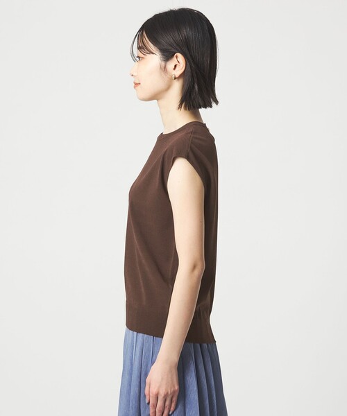 green label relaxing（グリーンレーベルリラクシング）の「フレンチスリーブ ニット ウォッシャブル 接触冷感 UVカット（ニット/セーター・レディース・ライム/ダークブラウン/ホワイト/ブラック・FREE）」の17枚目の写真