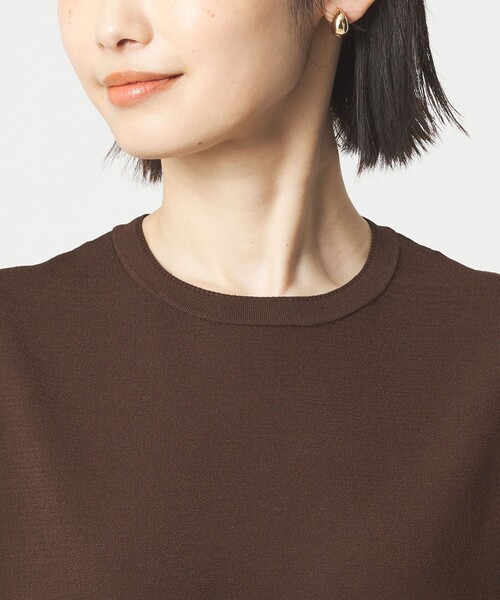 green label relaxing（グリーンレーベルリラクシング）の「フレンチスリーブ ニット ウォッシャブル 接触冷感 UVカット（ニット/セーター・レディース・ライム/ダークブラウン/ホワイト/ブラック・FREE）」の15枚目の写真