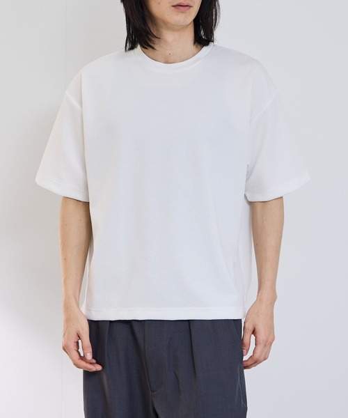 URBAN COLLECTION(アーバンコレクション)の「【URBANCOLLECTION/アーバンコレクション】リップル テーパードシルエット クルーネック 半袖Tシャツ 吸水速乾(Tシャツ/カットソー・メンズ・ベージュ/グレー/ブラック/グリーン/ホワイト・XL/L/M/S)」の1枚目の写真