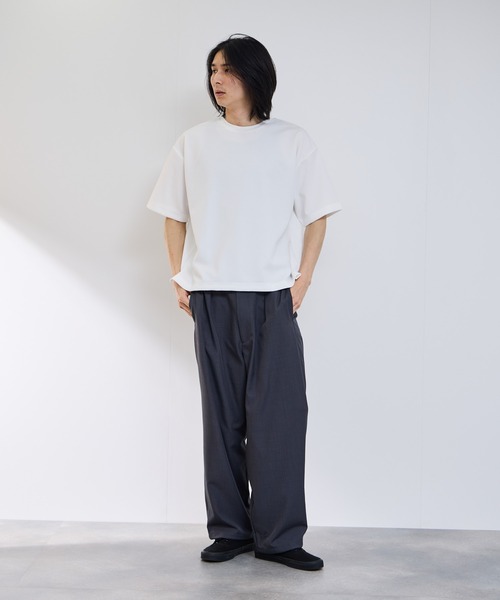 URBAN COLLECTION(アーバンコレクション)の「【URBANCOLLECTION/アーバンコレクション】リップル テーパードシルエット クルーネック 半袖Tシャツ 吸水速乾(Tシャツ/カットソー・メンズ・ベージュ/グレー/ブラック/グリーン/ホワイト・XL/L/M/S)」の8枚目の写真