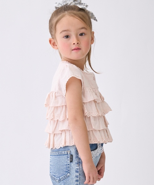 petit main（プティマイン）の「レースフリルトップス（シャツ/ブラウス・キッズ・ネイビー/ライトピンク・130cm/90cm/100cm/110cm/120cm/80ｃｍ）」の5枚目の写真