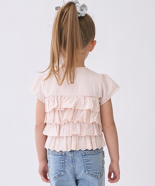 petit main（プティマイン）の「レースフリルトップス（シャツ/ブラウス・キッズ・ネイビー/ライトピンク・130cm/90cm/100cm/110cm/120cm/80ｃｍ）」の4枚目の写真