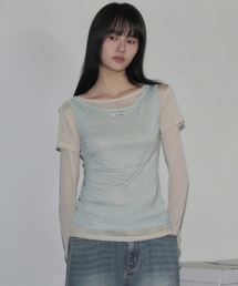 LEATHERY（レザリー）の「ツートンスリーブレスレイヤードロングスリーブ [セージブルー]（Tシャツ/カットソー）」