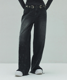 DAMAGE DENIM PANTS (black)