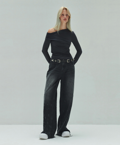 DIAGONAL(ダイアゴナル)の「DAMAGE DENIM PANTS (black)(デニムパンツ・レディース・その他・MEDIUM)」の4枚目の写真