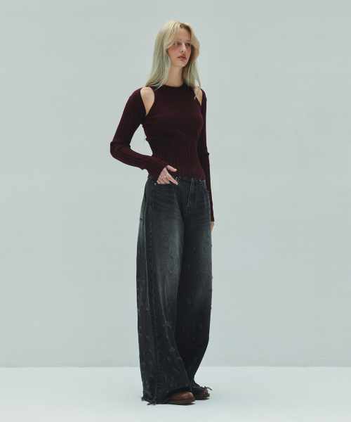 DIAGONAL(ダイアゴナル)の「DAMAGE DENIM PANTS (black)(デニムパンツ・レディース・その他・MEDIUM)」の7枚目の写真